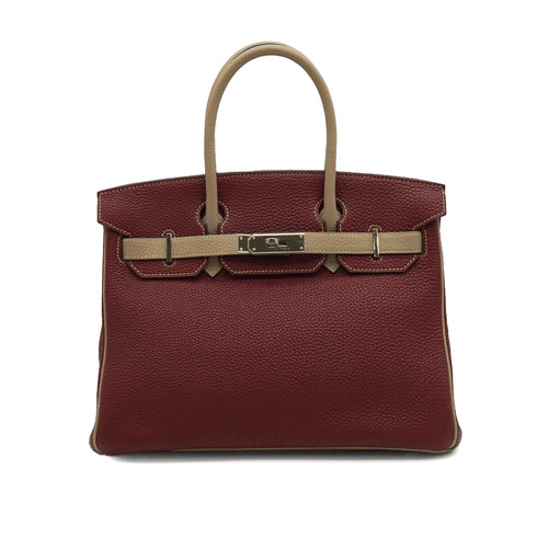 HERMES BIRKIN 30 ROUGE H GRIS TOURTERELLE TOGO HAND BAG 2009 SQUARE M PALLADIUM HARDWARE 90347765