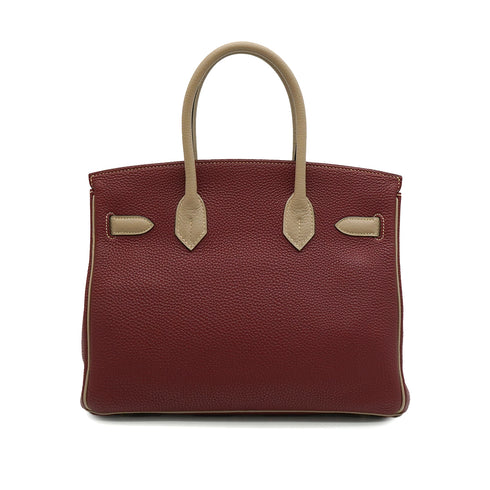 HERMES BIRKIN 30 ROUGE H GRIS TOURTERELLE TOGO HAND BAG 2009 SQUARE M PALLADIUM HARDWARE 90347765