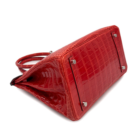 HERMES BIRKIN 30 ROUGE INDIEN CROCODILE NILOTICUS HAND BAG 2015 T STAMP PALLADIUM HARDWARE 90312608