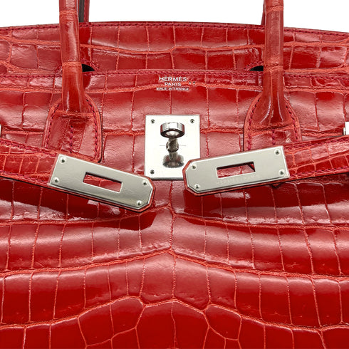 HERMES BIRKIN 30 ROUGE INDIEN CROCODILE NILOTICUS HAND BAG 2015 T STAMP PALLADIUM HARDWARE 90312608