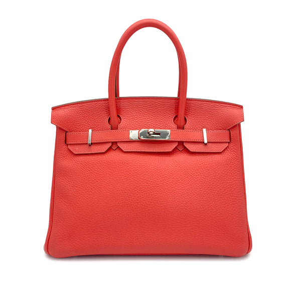 HERMES BIRKIN 30 ROSE JAIPUR TAURILLON CLEMENCE HAND BAG 2014 SQUARE R PALLADIUM HARDWARE 90325631