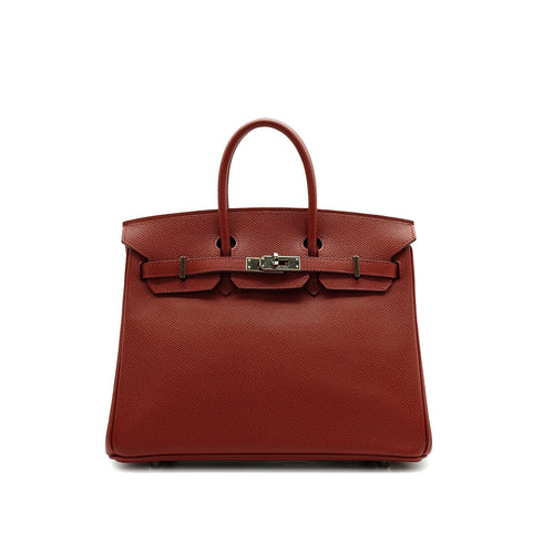 HERMES BIRKIN 25 SIENNE VEAU EPSOM HAND BAG 2009 SQUARE M PALLADIUM HARDWARE 90342406
