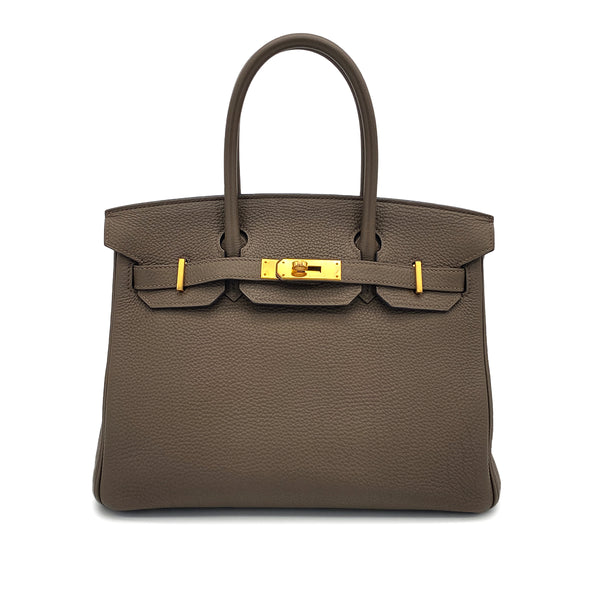 HERMES BIRKIN 30 TAUPE TOGO HAND BAG 2013 SQUARE Q GOLD HARDWARE 90327247