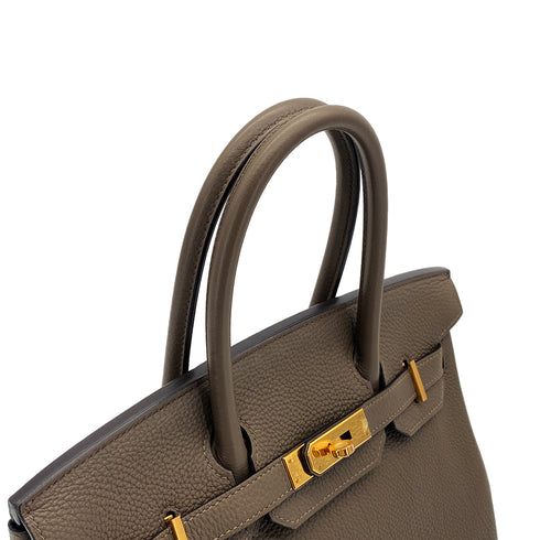 HERMES BIRKIN 30 TAUPE TOGO HAND BAG 2013 SQUARE Q GOLD HARDWARE 90327247