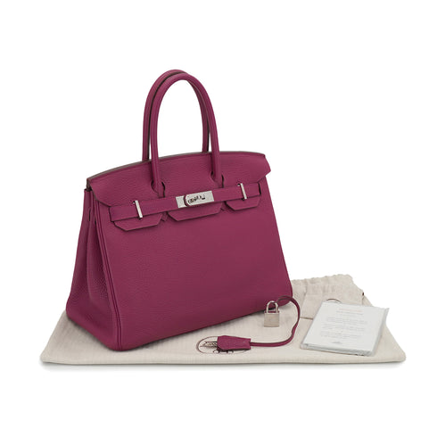 HERMES BIRKIN 30 TOSCA TOGO HAND BAG 2013 SQUARE Q PALLADIUM HARDWARE 90331807