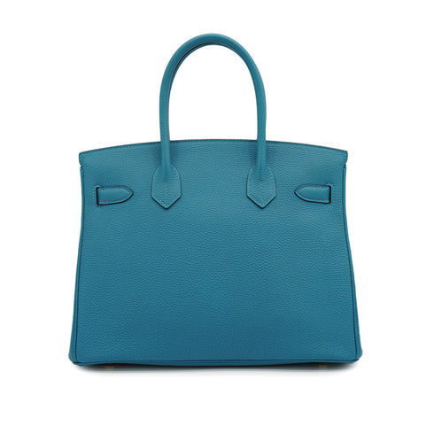 HERMES BIRKIN 30 TURQUOISE TOGO HAND BAG 2014 SQUARE R GOLD HARDWARE 90331244