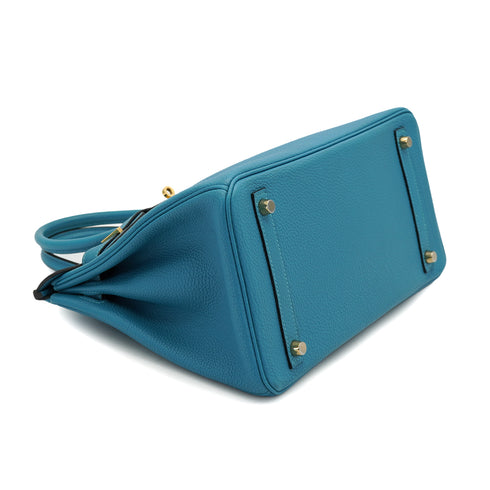 HERMES BIRKIN 30 TURQUOISE TOGO HAND BAG 2014 SQUARE R GOLD HARDWARE 90331244