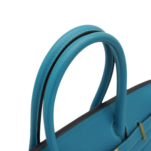 HERMES BIRKIN 30 TURQUOISE TOGO HAND BAG 2014 SQUARE R GOLD HARDWARE 90331244