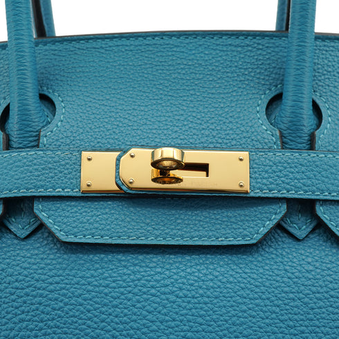 HERMES BIRKIN 30 TURQUOISE TOGO HAND BAG 2014 SQUARE R GOLD HARDWARE 90331244