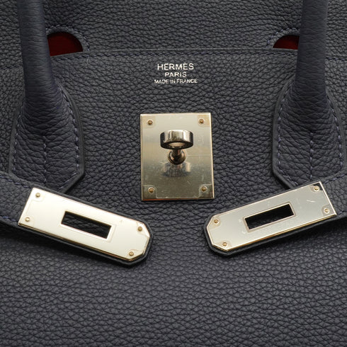 HERMES BIRKIN 30 VERSO BLEU NUIT ORANGE POPPY TOGO HAND BAG 2017 A STAMP PALLADIUM HARDWARE 90351834
