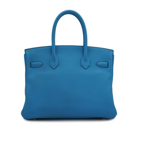 HERMES BIRKIN 30 VERSO BLEU ZANZIBAR MALACHITE TOGO HAND BAG 2017 A STAMP PALLADIUM HARDWARE 90334121