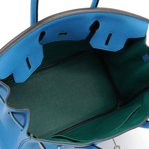HERMES BIRKIN 30 VERSO BLEU ZANZIBAR MALACHITE TOGO HAND BAG 2017 A STAMP PALLADIUM HARDWARE 90334121
