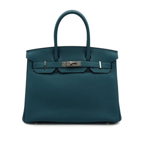 HERMES BIRKIN 30 VERSO VERT BOSPHORE BLEU OCEAN TOGO HAND BAG 2020 Y STAMP PALLADIUM HARDWARE 90334136