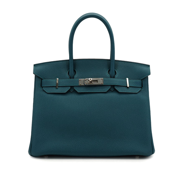 HERMES BIRKIN 30 VERSO VERT BOSPHORE BLEU OCEAN TOGO HAND BAG 2020 Y STAMP PALLADIUM HARDWARE 90334136