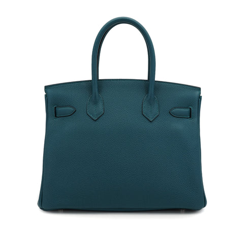 HERMES BIRKIN 30 VERSO VERT BOSPHORE BLEU OCEAN TOGO HAND BAG 2020 Y STAMP PALLADIUM HARDWARE 90334136