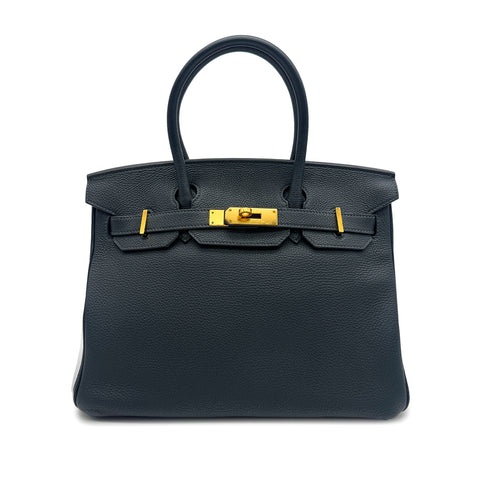 HERMES BIRKIN 30 VERT FONCE TOGO HAND BAG 2014 SQUARE R GOLD HARDWARE 90327248
