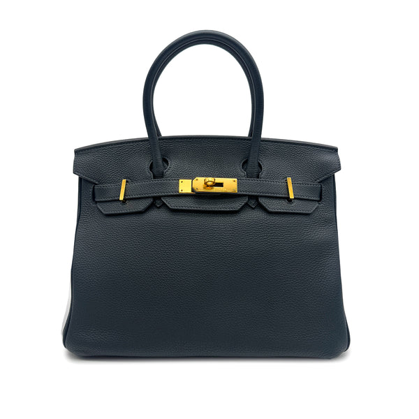 HERMES BIRKIN 30 VERT FONCE TOGO HAND BAG 2014 SQUARE R GOLD HARDWARE 90327248