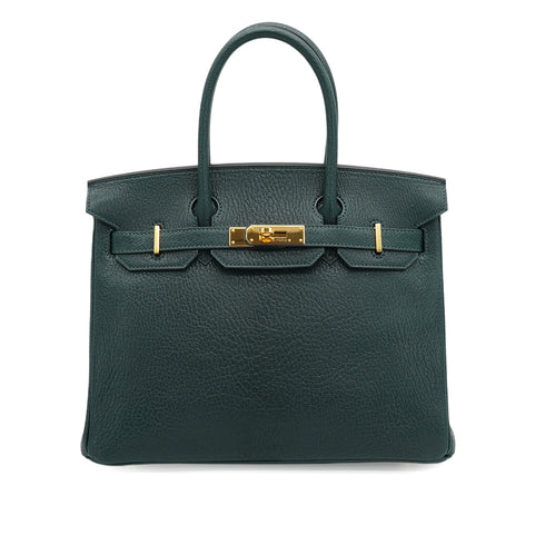HERMES BIRKIN 30 VERT MOYEN CHEVRE HAND BAG 2024 W STAMP GOLD HARDWARE 90343837