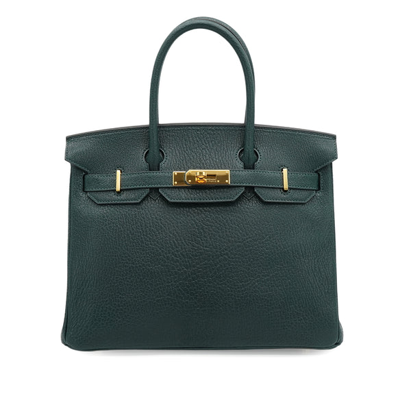 HERMES BIRKIN 30 VERT MOYEN CHEVRE HAND BAG 2024 W STAMP GOLD HARDWARE 90343837
