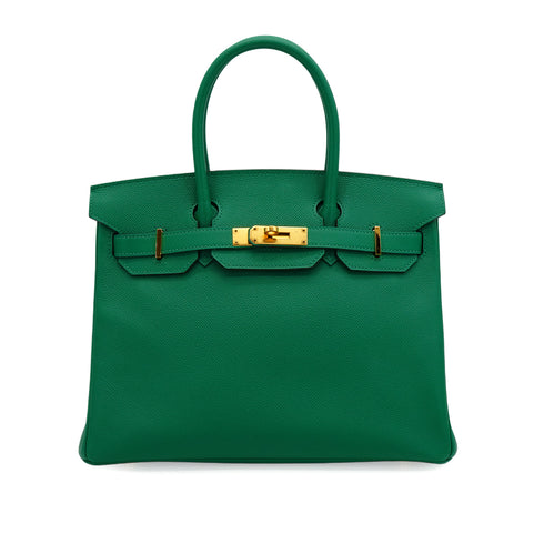HERMES BIRKIN 30 VERT VERTIGO EPSOM HAND BAG 2017 A STAMP GOLD HARDWARE 90348540