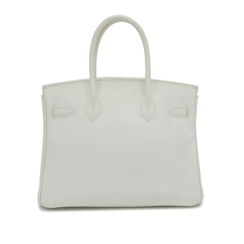 HERMES BIRKIN 30 WHITE COUCHEVEL HAND BAG 2002 SQUARE F PALLADIUM HARDWARE 90331805