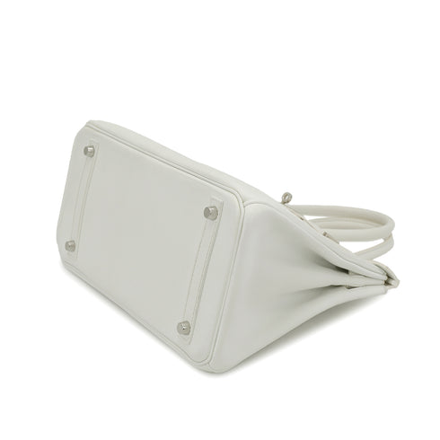 HERMES BIRKIN 30 WHITE COUCHEVEL HAND BAG 2002 SQUARE F PALLADIUM HARDWARE 90331805