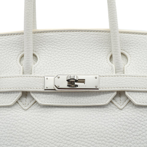 HERMES BIRKIN 30 WHITE TAURILLON CLEMENCE HAND BAG 2007 SQUARE K STAMP PALLADIUM HARDWARE 90331000
