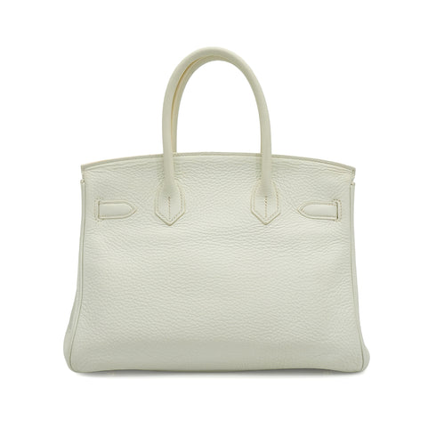 HERMES BIRKIN 30 WHITE TAURILLON CLEMENCE HAND BAG 2011 SQUARE O GOLD HARDWARE 90342570