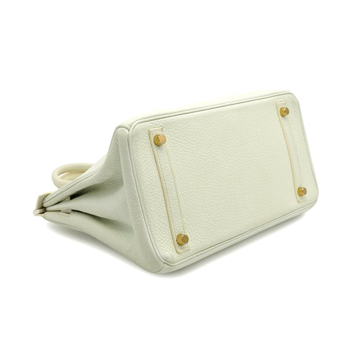 HERMES BIRKIN 30 WHITE TAURILLON CLEMENCE HAND BAG 2011 SQUARE O GOLD HARDWARE 90342570