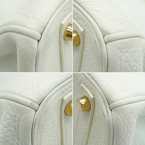 HERMES BIRKIN 30 WHITE TAURILLON CLEMENCE HAND BAG 2011 SQUARE O GOLD HARDWARE 90342570