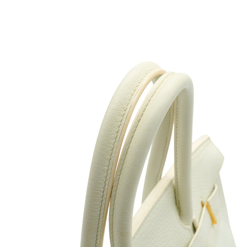 HERMES BIRKIN 30 WHITE TAURILLON CLEMENCE HAND BAG 2011 SQUARE O GOLD HARDWARE 90342570