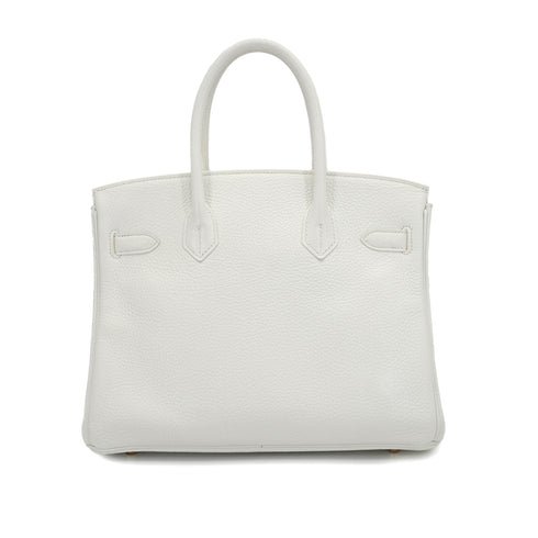 HERMES BIRKIN 30 WHITE TAURILLON CLEMENCE HAND BAG 2016 X STAMP PALLADIUM HARDWARE 90331407