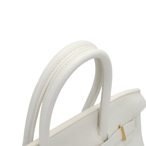 HERMES BIRKIN 30 WHITE TAURILLON CLEMENCE HAND BAG 2016 X STAMP PALLADIUM HARDWARE 90331407