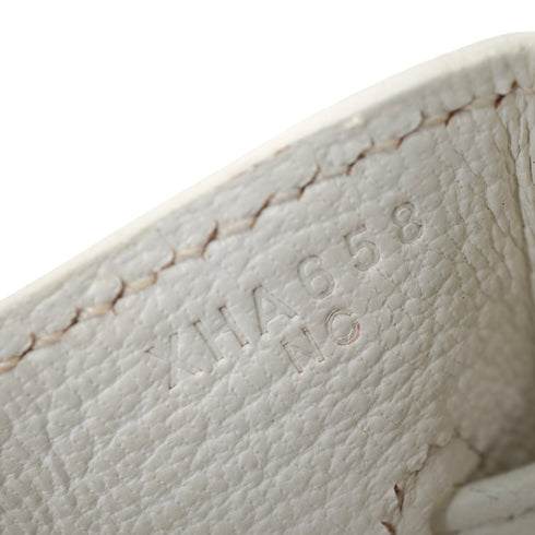 HERMES BIRKIN 30 WHITE TAURILLON CLEMENCE HAND BAG 2016 X STAMP PALLADIUM HARDWARE 90331407