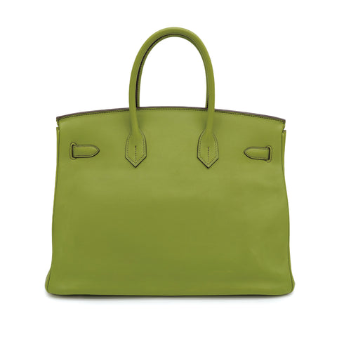HERMES BIRKIN 35 ANIS GREEN SWIFT HAND BAG 2006 SQUARE J PALLADIUM HARDWARE 90312705