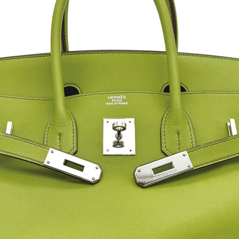 HERMES BIRKIN 35 ANIS GREEN SWIFT HAND BAG 2006 SQUARE J PALLADIUM HARDWARE 90312705