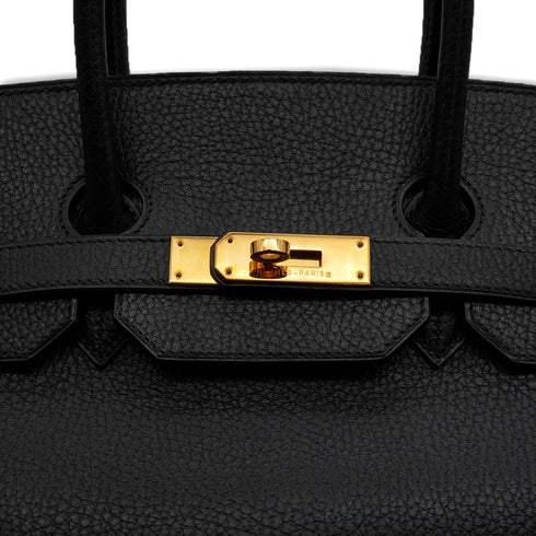 HERMES BIRKIN 35 BLACK ARDENNES HAND BAG 1995 CIRCLE Y GOLD HARDWARE 90339642