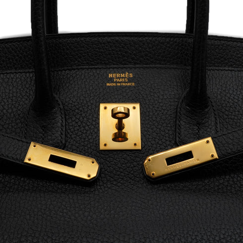 HERMES BIRKIN 35 BLACK ARDENNES HAND BAG 1995 CIRCLE Y GOLD HARDWARE 90339642