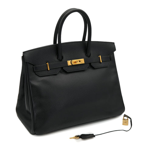 HERMES BIRKIN 35 BLACK ARDENNES HAND BAG 1996 CIRCLE Z GOLD HARDWARE 90325345