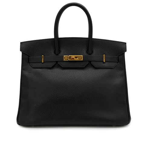 HERMES BIRKIN 35 BLACK ARDENNES HAND BAG 1996 CIRCLE Z GOLD HARDWARE 90325345
