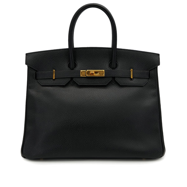 HERMES BIRKIN 35 BLACK ARDENNES HAND BAG 1996 CIRCLE Z GOLD HARDWARE 90325345