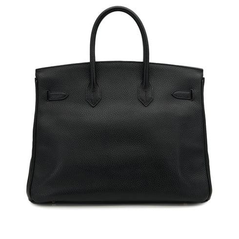 HERMES BIRKIN 35 BLACK ARDENNES HAND BAG 1996 CIRCLE Z GOLD HARDWARE 90325345