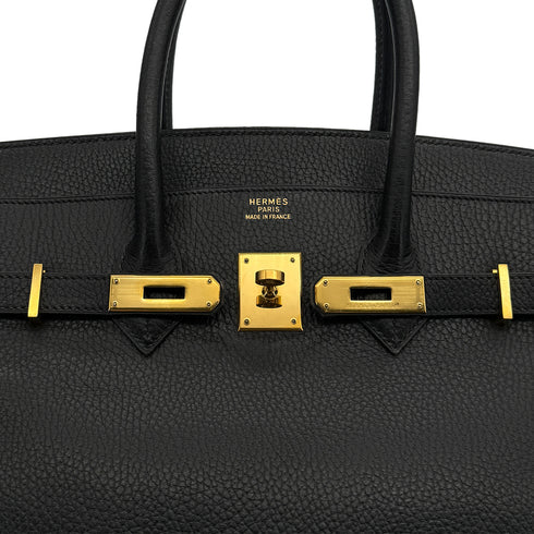 HERMES BIRKIN 35 BLACK ARDENNES HAND BAG 1996 CIRCLE Z GOLD HARDWARE 90325345