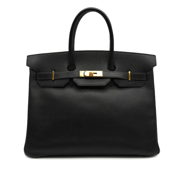 HERMES BIRKIN 35 BLACK ARDENNES HAND BAG 1996 CIRCLE Z GOLD HARDWARE 90334499