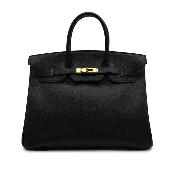 HERMES BIRKIN 35 BLACK ARDENNES HAND BAG 1996 CIRCLE Z GOLD HARDWARE 90343858