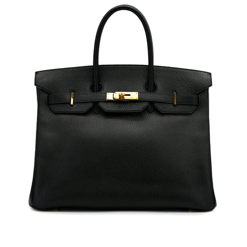 HERMES BIRKIN 35 BLACK ARDENNES HAND BAG 1997 SQUARE A GOLD HARDWARE 90315619