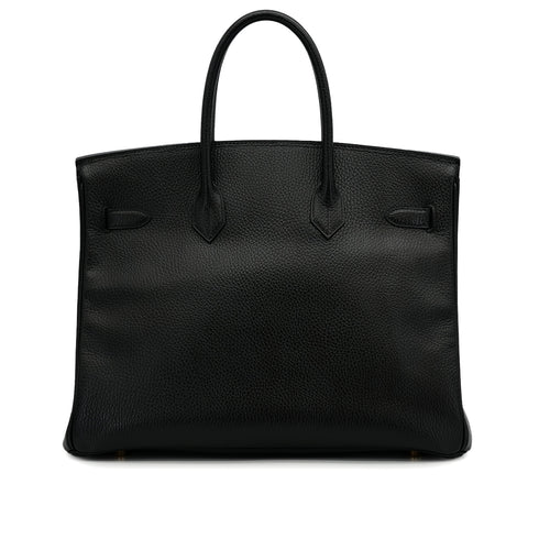 HERMES BIRKIN 35 BLACK ARDENNES HAND BAG 1997 SQUARE A GOLD HARDWARE 90315619