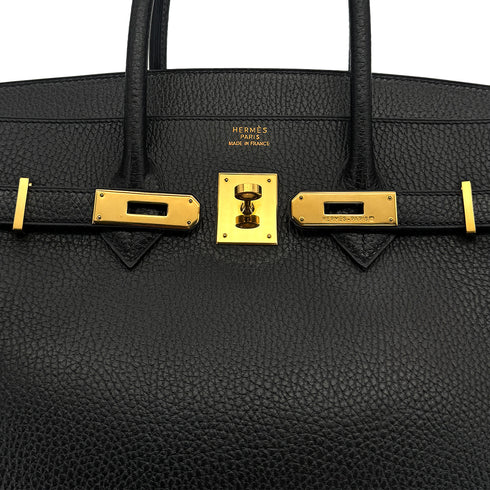 HERMES BIRKIN 35 BLACK ARDENNES HAND BAG 1997 SQUARE A GOLD HARDWARE 90315619