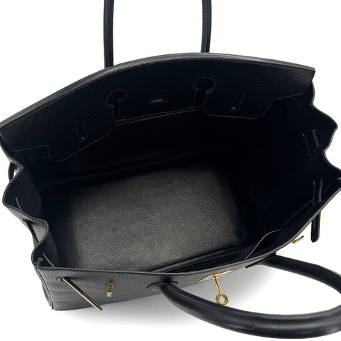 HERMES BIRKIN 35 BLACK ARDENNES HAND BAG 1997 SQUARE A GOLD HARDWARE 90315619