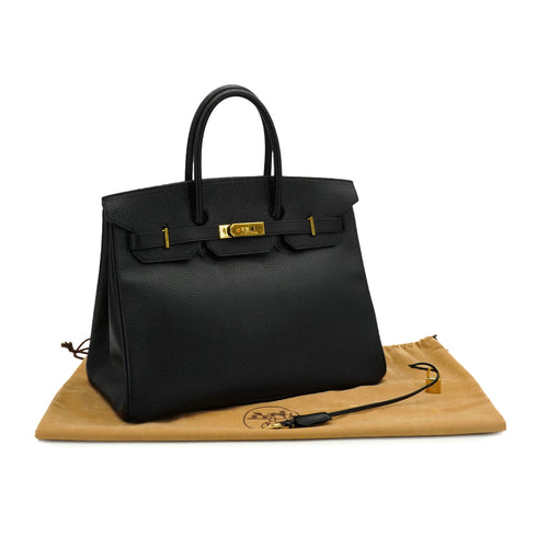 HERMES BIRKIN 35 BLACK ARDENNES HAND BAG 1997 SQUARE A GOLD HARDWARE 90334130